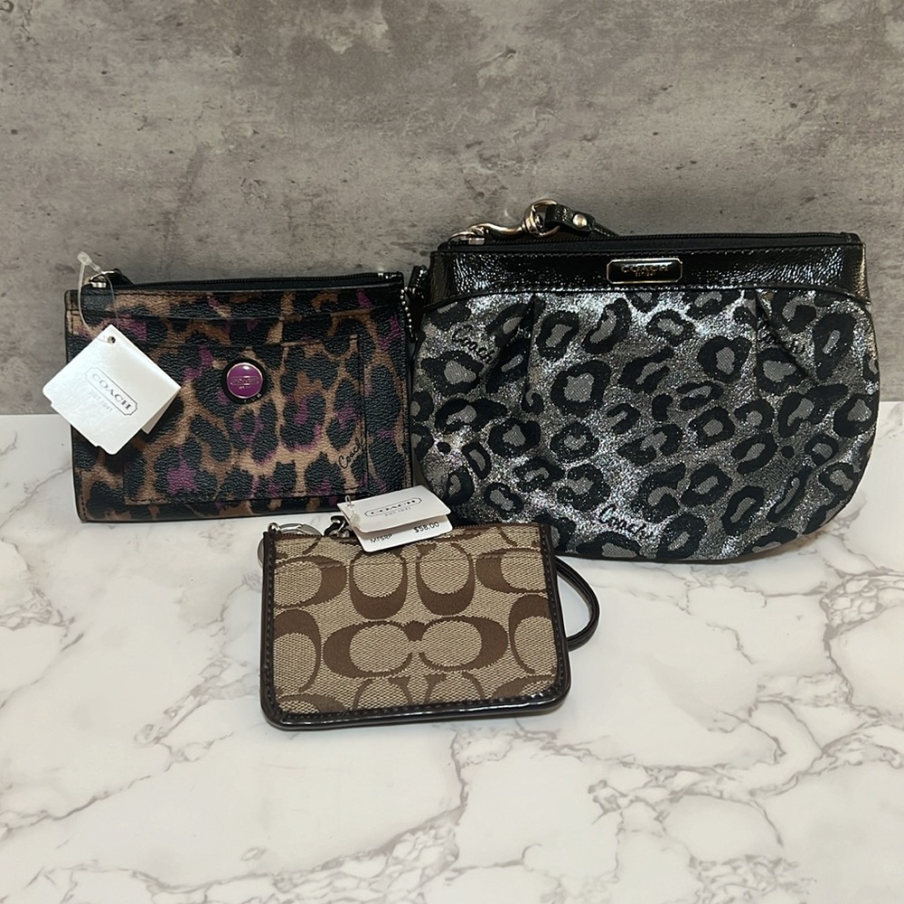 Coach wallets and wristlet set of 3 lot (2 new, 1 like new)